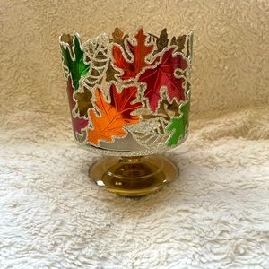 Bath and Body Works 3 Wick Candle Holder , Sparkly leaves for fall